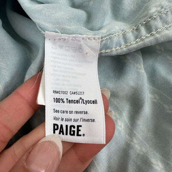 Paige TENNA Blue Striped Chambray Button Up Shirt 100% Tencel Lyocell L/S Sz XS - Picture 8 of 10